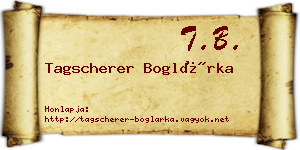 Tagscherer Boglárka névjegykártya